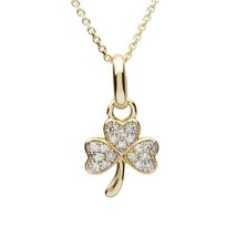 14k or Jaune Plaqué 0.15ct Véritable Moissanite Trèfle Pendentif Trèfle ... - $66.50