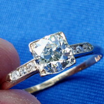 Earth mined Diamond European Deco Engagement Ring Vintage Statement Solitaire 7 - $6,170.25