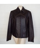 MONTANACO Large Chocolate brown zip front x laced lined leather jacket - $34.65