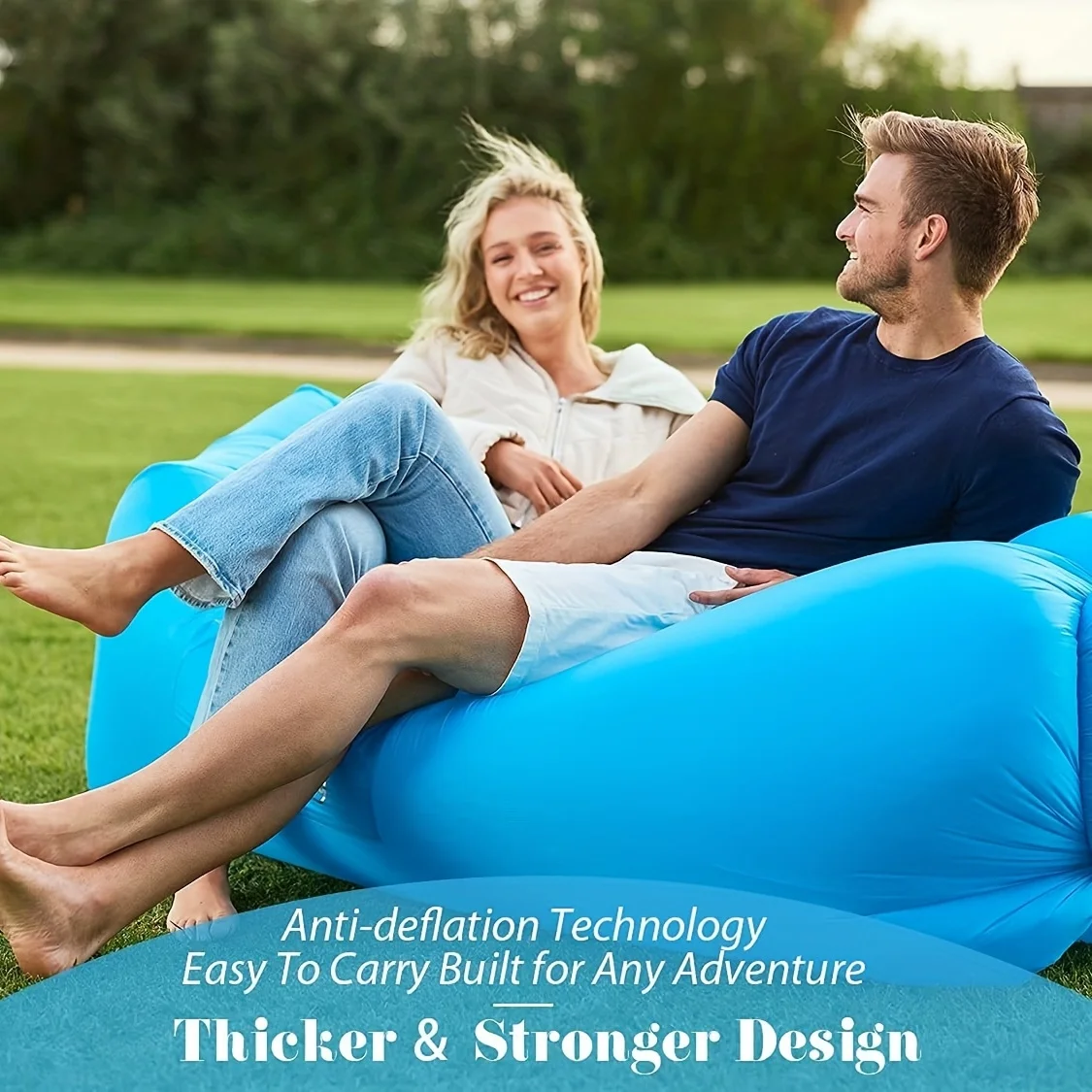 Inflatable Lounger Air Sofa Chair–Camping Beach Accessories Portable Wat... - £23.37 GBP