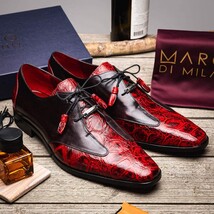 Anzio Genuine Alligator and Classic Calfskin Dress Shoes BlackCherry image 8