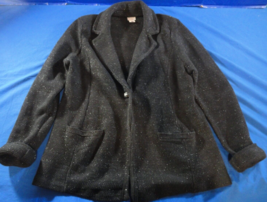 CHICOS WOMENS BLACK JACKET WITH WHITE SPECKLES SIZE 2 LARGE - $25.53