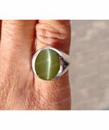 Natural Cats Eye Oval Gemstone Handmade Men Ring Modern Men Ring Mens Je... - €55,16 EUR