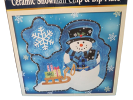 Ceramic Snowman Chip &amp; Dip Plate 12&quot;L Christmas Holiday New in Open Box - £14.77 GBP