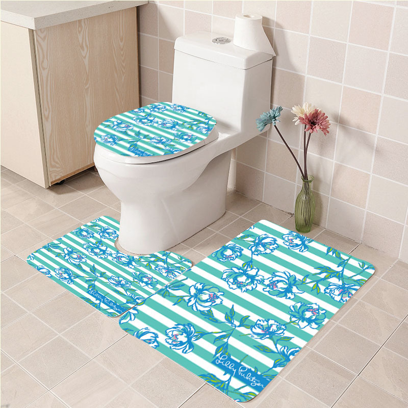 Primary image for 3Pcs/set Tossing The Line Lilly Pulitzer Bathroom Toliet Mat Set Anti Slip Bath