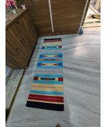 Vtg Cotton Weave Rug - 24&quot; x 72&quot; -Handmade-Multi color-yoga mat- kilim r... - $2,070.95 MXN