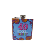 Grassland Road Graphic Flask - New - &quot;40 Rocks...Drink Up!&quot; - £7.86 GBP