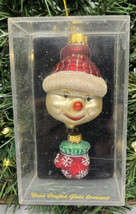 Snowman Face Christmas Ornament Dangling Mitten Blown Glass by Unique Treasures - £7.71 GBP