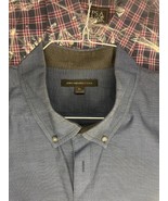 John Varvatos Shirt Mens XL Blue Chambray Button Up Collared Roll - Tab ... - $17.77