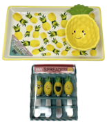 Boston Warehouse Pineapple Chip &amp; Dip Tray with Spreaders NEW - £19.30 GBP