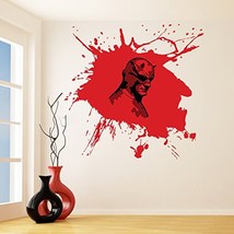 (79'' x 76'') Vinyl Wall Decal Scary Devil Mask Hero with Horns / Bloody Face in - $170.75