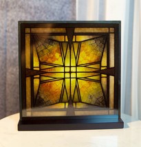 Frank Lloyd Wright Thomas Entry Ceiling Light Stained Glass Wall Desktop Plaque - £69.44 GBP