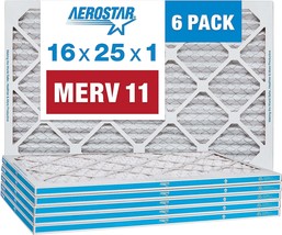 Aerostar 16X25X1 Merv 11 Pleated Air Filter, Ac Furnace Air Filter, 6 Pack - £45.50 GBP