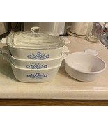 Vintage 1960&#39;s Cornflower Corning Ware Casserole Set - $100.00