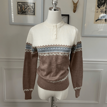 Vintage 70s Foxmoor Greek Key Fair Isle Womens Sweater S M - $36.00