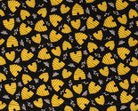 Cotton Bees Beehives Honey Black Cotton Fabric Print by the Yard (D383.39) - $12.95