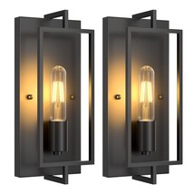 Industrial Black Wall Sconces, Vintage Farmhouse Wall Sconces Lighting Set Of 2, - £49.56 GBP