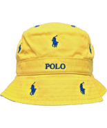 Polo Ralph Lauren Mens Yellow Blue All-Over Polo Logo Bucket Hat , S / M... - $134.73 CAD
