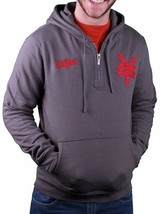 Zoo York 1/4 Zip Grigio Antracite con Rosso Feltro Zy Logo Toppa Pullove... - $21.75