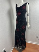 Vintage 90s Lillie Rubin Silk Dress Slip Hand Beaded Floral Applique Sz 8 - $275.48