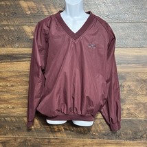 Vtg Izod Jacket Men Medium Maroon Nylon V Neck Pullover Golf  Logo Windb... - $391.26 MXN