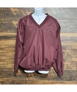 Vtg Izod Jacket Men Medium Maroon Nylon V Neck Pullover Golf  Logo Windb... - $29.34 CAD