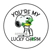 30 Snoopy St Patricks Day Envelope Seals Labels Stickers 1.5&quot; Round Woodstock - £5.98 GBP