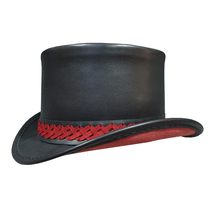 Steampunk Braided Band Black Leather Top Hat - £199.89 GBP