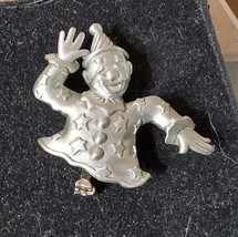 Vintage JJ Pewter Circus Clown Brooch Lepal Pin 1.5x1.5 Half Clown - $12.58