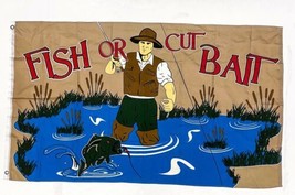 Fish Or Cut Bait Flag Deluxe Indoor Outdoor Sportsman Banner Fishing Man... - £9.70 GBP