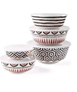 Ten (10) Piece Mixing Bowl Set ~ Melamine ~ BLACK ~ Multi-Colored ~ HV02... - $56.10