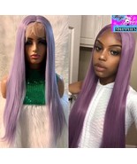 Wendy&quot; Purple Straight Long Middle Part Synthetic Wig Lace Front With Ba... - £63.99 GBP