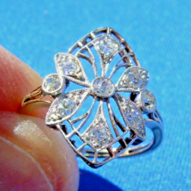 Earth mined Diamond Deco Engagement Ring 1 carat Antique Filigree Platinum 14k - $4,460.25