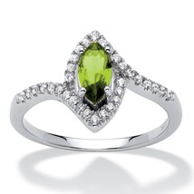 Womens Sterling Silver Marquise Peridot Birthstone Ring Size 5 6 7 8 9 10 - £79.92 GBP