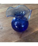 VIETRI Hibiscus Cobalt Blue Italian Art Glass Blown Bud Vase Made in Ita... - $75.22 CAD