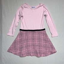 Pink Plaid Dress Girl’s 4-5 Long Sleeve Preppy Fall Winter Cute School A... - £6.32 GBP