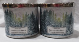 Bath & Body Works 3-wick Scented Candle w/ess oils Lot Set of 2 FALLING FLURRIES - $66.34