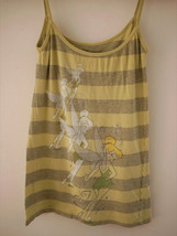 WALT DISNEY WORLD Sassy Tinkerbell Tink Striped Yellow Silver Womens Tan... - $12.99