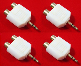 4X 3.5MM 1/8&quot; Stereo Male to (2) RCA Female Jacks Audio Y Splitter Adapt... - $11.39