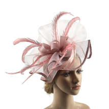 Women Girl Lady Fascinators Hat Church Wedding Party Feather Clip Headwear_ - £9.43 GBP