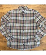 Johnnie-O Hangin&#39; Out Men&#39;s M Button Down Brown Blue Plaid Workwear Prep... - $21.28