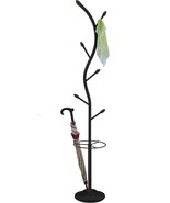 Kb Designs - Entryway Hall Tree Coat Hat Rack And Umbrella Stand, Black - £44.02 GBP