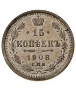 1908 Russia 15 Kopek Silver Coin In XF, Y# 21a.2 - $93.98 CAD