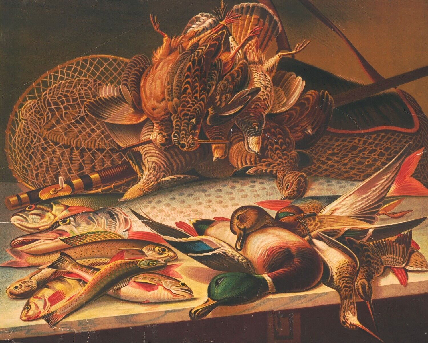 Decor Poster.Wall design.Home interior.Still Life.Fish duck painting.12549