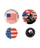4 USA Patriotic Pinback Buttons Support the Troops Desert Storm Korea - $12.19