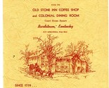 Talbott Tavern Menu Bardstown Kentucky 1949 Old Stone Inn Colonial Dinin... - $57.38