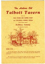 Talbott Tavern Menu Bardstown Kentucky 1949 Old Stone Inn Colonial Dining Room - £45.80 GBP
