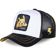 Pikachu Patch Pokemon Adult Cap Hat Black &amp; White - £11.98 GBP