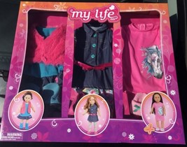 My Life As 18” Doll Clothes 3 Outfits Pink Faux Fur Vest  Dress Pajamas NEW - $29.99