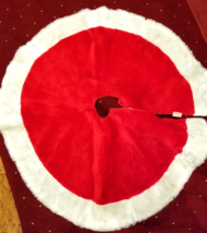 Vintage Christmas  Red White Felt Christmas 37 inches Tree Skirt  Santa&#39;... - €12,20 EUR